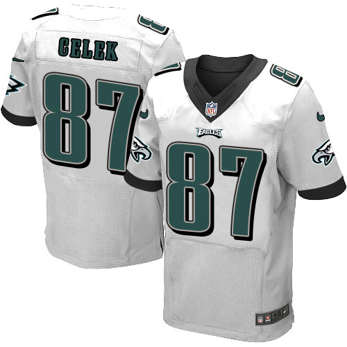 Men's Elite Brent Celek Nike Jersey White Road - #87 NFL Philadelphia Eagles